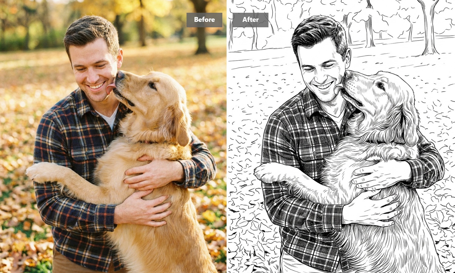 Convierte retratos y fotos de mascotas en arte lineal personalizado